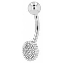 Navelpiercing Piercing i Stål i Silver Färg - Vita Kristaller