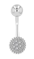 Miniatyrbild 1 av 3: Navelpiercing Piercing i Stål i Silver Färg - Vita Kristaller