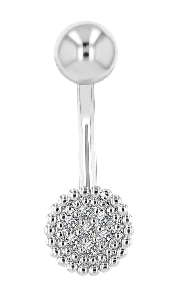 Navelpiercing Piercing i Stål i Silver Färg - Vita Kristaller