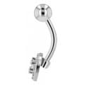Miniatyrbild 3 av 3: Navelpiercing Piercing i Stål i Silver Färg - Vita Kristaller