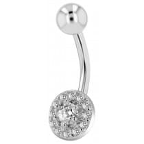 Navelpiercing Piercing i Stål i Silver Färg - Vita Kristaller