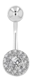 Miniatyrbild 1 av 3: Navelpiercing Piercing i Stål i Silver Färg - Vita Kristaller
