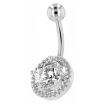 Navelpiercing Piercing i Stål i Silver Färg - Vita Kristaller