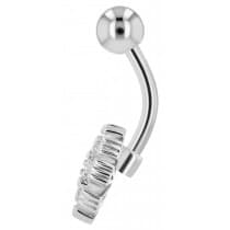 Navelpiercing Piercing i Stål i Silver Färg - Vita Kristaller
