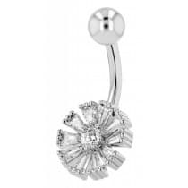 Navelpiercing Piercing i Stål i Silver Färg - Vita Kristaller