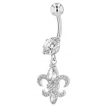 Navelpiercing Piercing i Stål i Silver Färg - Vita Kristaller