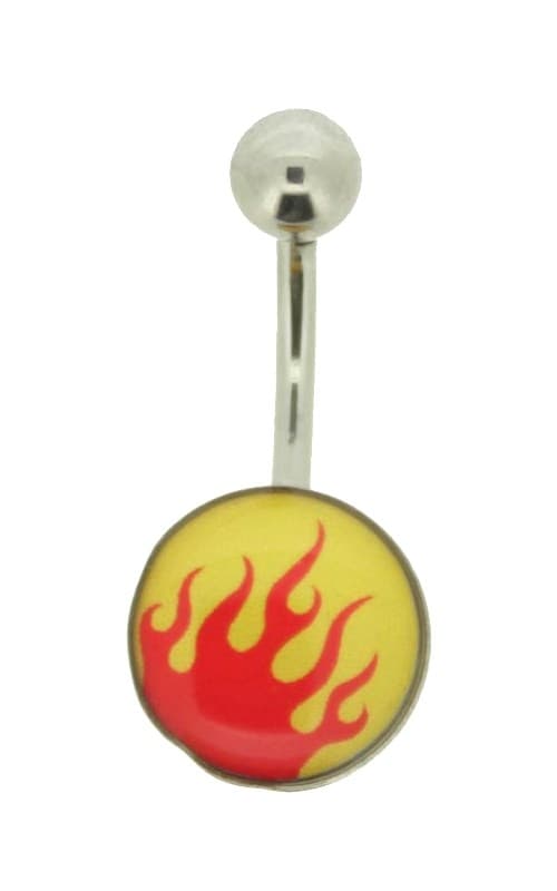 Navelpiercing Piercing i Stål i Silver Färg - Eld/Lågor / Flames