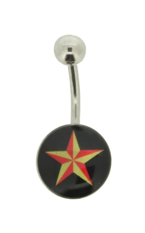 Navelpiercing Piercing i Stål i Silver Färg - Svart med Stjärna