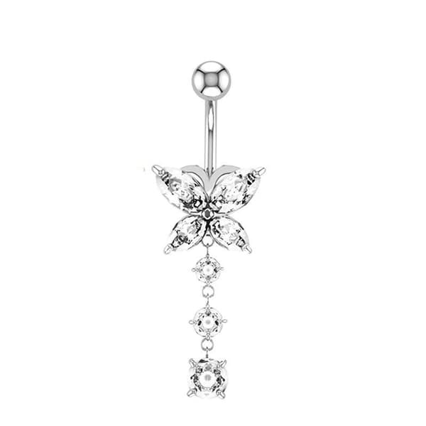 dinglar fjäril navelpiercing strass