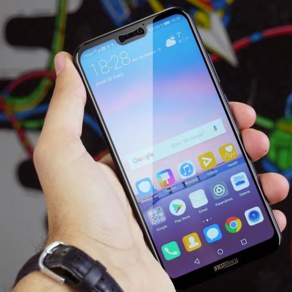 Huawei P20 Lite Film Skärmskydd i härdat glas Anti-repor Anti-repa Svart kant Svart