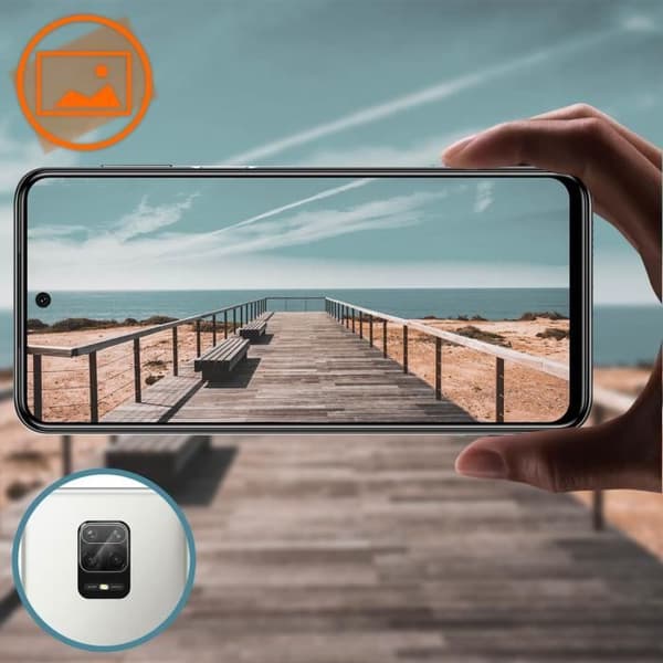 Skydd för kamera - Xiaomi - Redmi Note 9 Pro Max/9 Pro/9s - Härdat glas - Stötsäker - Transparent vit