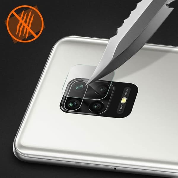 Skydd för kamera - Xiaomi - Redmi Note 9 Pro Max/9 Pro/9s - Härdat glas - Stötsäker - Transparent vit