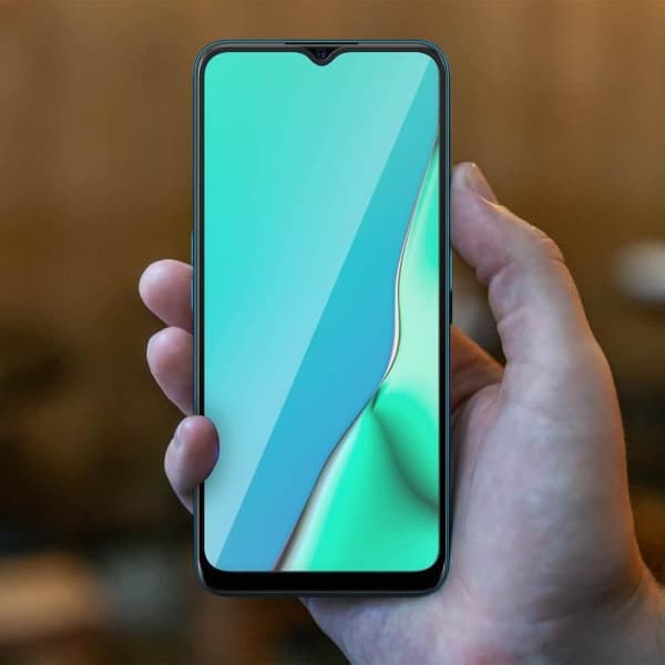 Oppo A5 2020 och A9 2020 Skärmfilm härdat glas 9H - Transparent svart kontur Svart