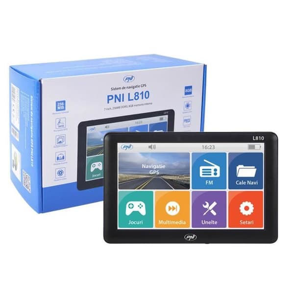 PNI L810 GPS-navigeringssystem 7 tums skärm, 800 MHz, 256 MB DDR, 8 GB internminne, FM-sändare