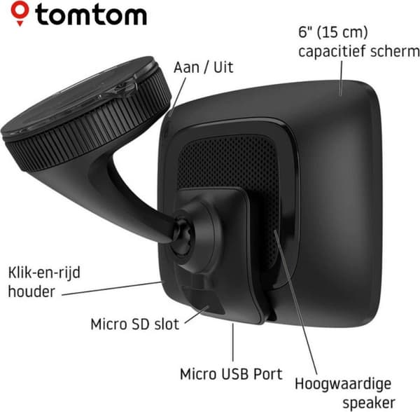 TomTom GO NAVIGATOR 6 - Mobil navigationsenhet, för bilnavigering, 16 GB hårddisk, 15,2 cm skärm, 15,20 cm (6") (1PN6.002.100)