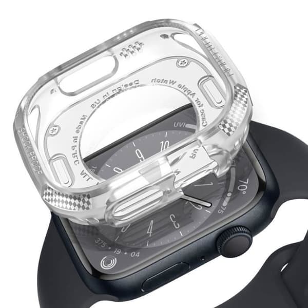 Skyddsfodral i kolfiber för Apple Watch 8 7 45 mm och 6 5 4 2 44 mm och 3 2 1 45 mm - AVIZAR - Vit