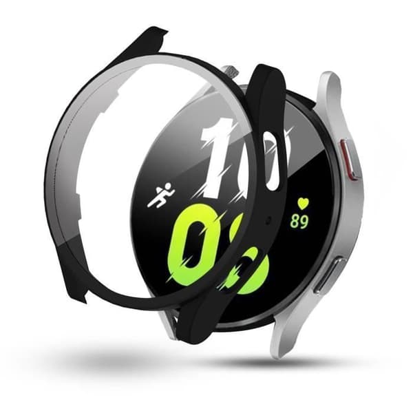 AVIZAR Fullständigt skydd för Samsung Galaxy Watch 5, 44 mm - Svart - Polykarbonatfodral och härdat glas