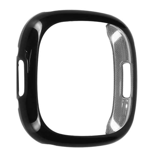 Svart skydd med skärmfilm för Fitbit Versa 4 och Fitbit Sense 2