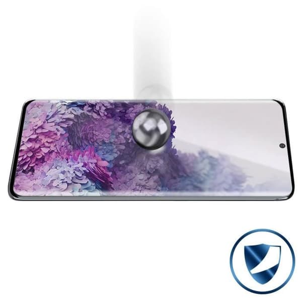 Galaxy S20 Plus Skärmfilm härdat glas 9H Anti-fingeravtryck Transparent Svart kontur Svart