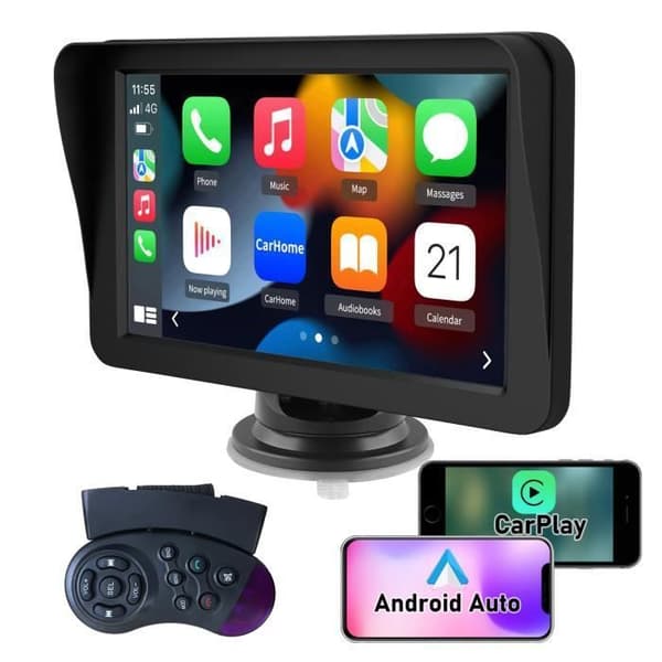 AWESAFE GPS Bil Carplay Trådlös, Android Auto Trådlös, Airplay, med 7 tum HD Pekskärm, PhoneLink Fjärrkontroll