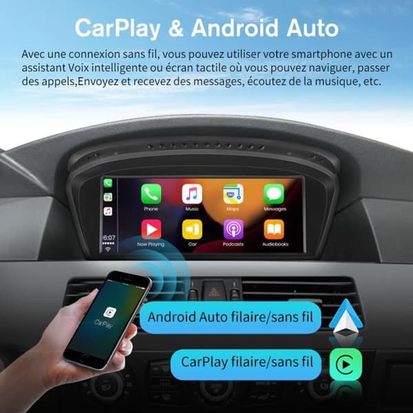 AWESAFE Android 11 bilradio 4GB+64GB för BMW 5-serie E60 E61 E63 E64 CCC-system, 3-serie E90 E91 E92, 8,8'', Carplay/Android Auto