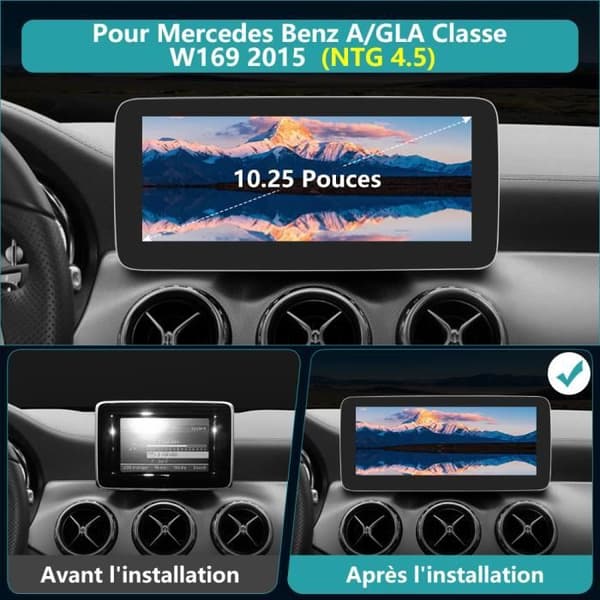 AWESAFE Android 11 bilradio 4GB+64GB för Mercedes Benz A Class/GLA W169(2015)NTG 4.5 med 10,25 tum, Carplay/Android Auto