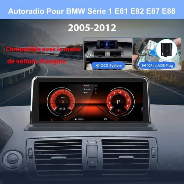 AWESAFE Android 11 4GB+64GB bilradio för BMW 1-serie, E81 E82 E87 E88 original utan skärm med 10,25 tums pekskärm