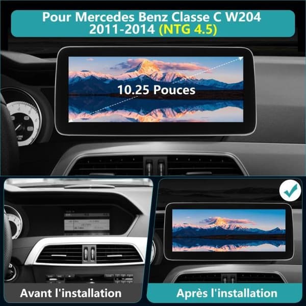 AWESAFE Android 11 4GB+64GB bilradio för Mercedes Benz C Class W204(2011-2014)NTG 4.5 med 10,25 tum, Carplay/Android Auto