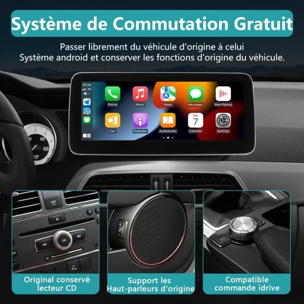 AWESAFE Android 11 4GB+64GB bilradio för Mercedes Benz C Class W204(2011-2014)NTG 4.5 med 10,25 tum, Carplay/Android Auto