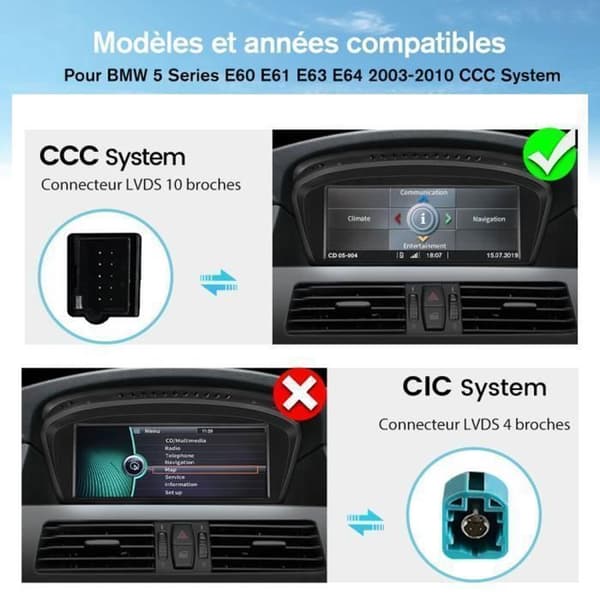 AWESAFE Autoradio Android 13 2Go+8Go för BMW Serie 5, E60 E61 med 8.8'' skärm Carplay Android Auto WIFI Bluetooth
