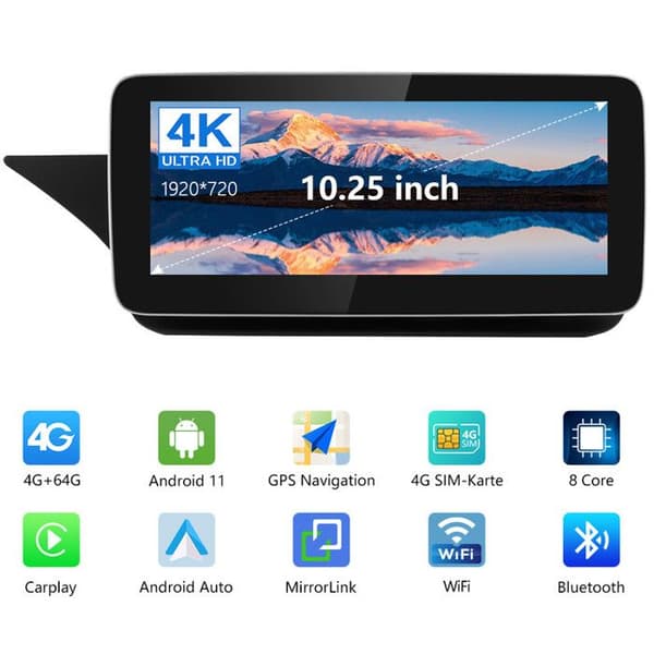 AWESAFE Android 11 4GB+64GB bilradio för Mercedes Benz C Class W204/GLC W205 (2015-2018)NTG 5.0 med 10,25'' Carplay/Android Auto