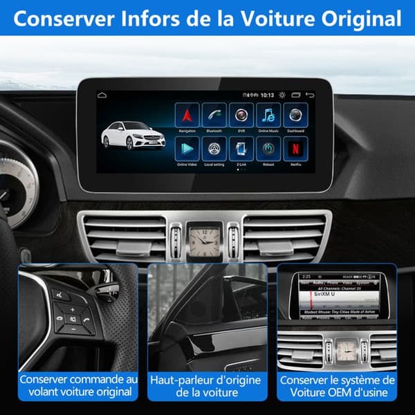 AWESAFE Android 11 4GB+64GB bilradio för Mercedes Benz C Class W204/GLC W205 (2015-2018)NTG 5.0 med 10,25'' Carplay/Android Auto