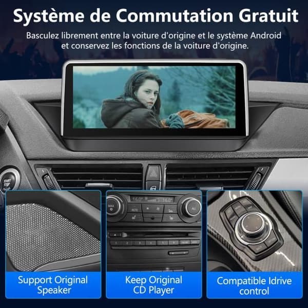 AWESAFE Android 11 4GB+64GB bilradio för BMW X1 E84 2009-2015 CIC-system med originalskärm med Carplay/Android Auto