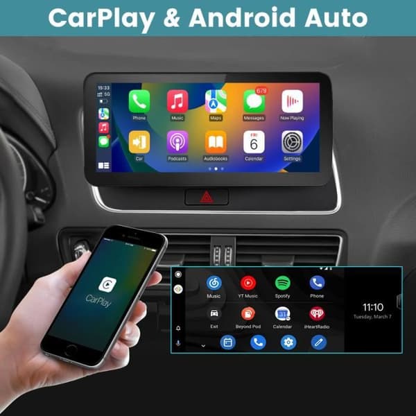 AWESAFE Android 11 4GB+64GB bilradio för Audi Q5 med 10,25 tum, Carplay/Android Auto/WIFI[2013-2016] med MMI