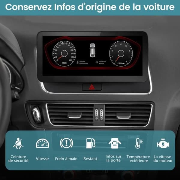 AWESAFE Android 11 4GB+64GB bilradio för Audi Q5 med 10,25 tum, Carplay/Android Auto/WIFI[2013-2016] med MMI