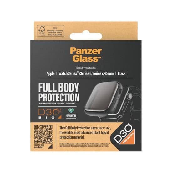 Coque PanzerGlass skärmskydd med D3O® för Apple Watch 45mm Svart