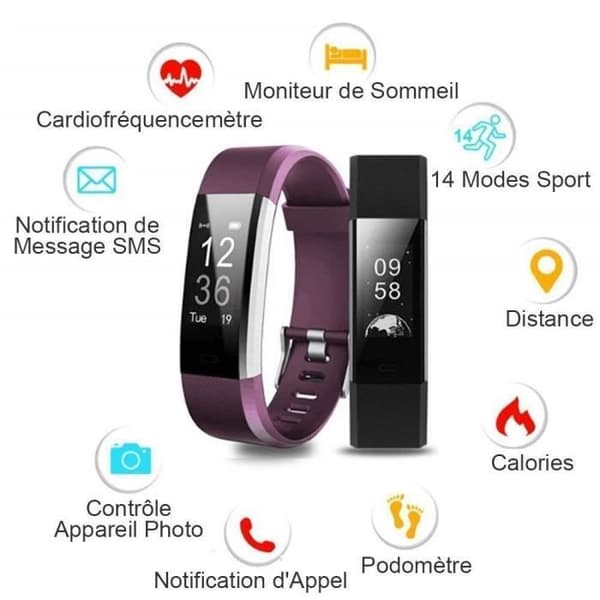 Connected Watch Smartwatch Stegräknare Connect Armband Vattentätt IP67 för kvinnor Män Barn Smart Watch Cardio Fitness Activity Tracker
