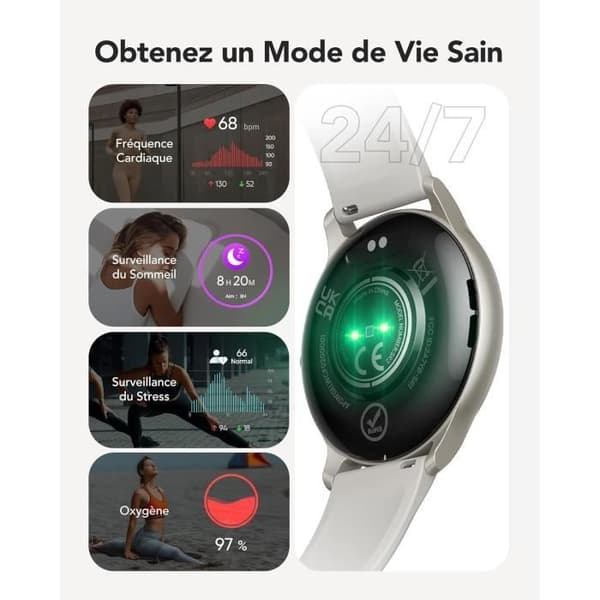 AGPTEK Smart Watch med Bluetooth Call, Smart Watch med SpO2 Heart Rate Waterproof Armband för iOS Android