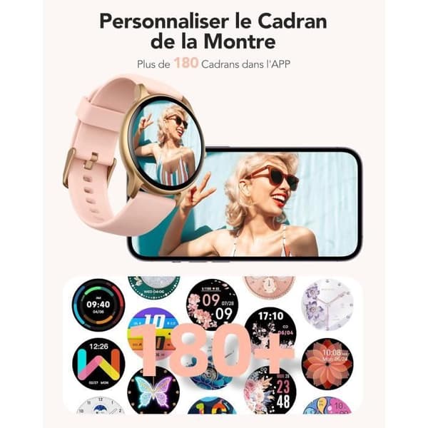 AGPTEK Smart Watch för kvinnor Bluetooth 5.2 SpO2 Puls Sömnvit