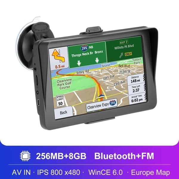 GPS Navigation, 7 tommer skærm, Seneste Europakort, 704BT med 12LED