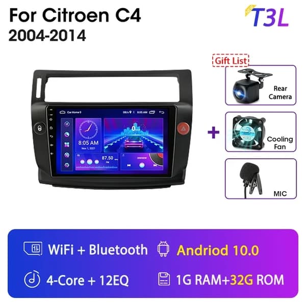 Carplay, Android 12, monimediasoitin, T3L-MIC-Fan-Kamera