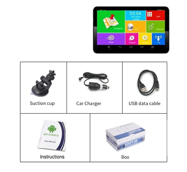 Bilnavigering, Android GPS, 1080P DVR, med avin, ingen TF-kort