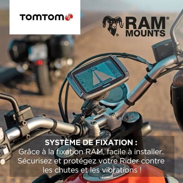 TomTom GPS Moto RIDER 550 Premium Pack - 4,3 tum, Världskarta, TomTom Trafik, Varningar för farliga områden, Handsfree-samtal