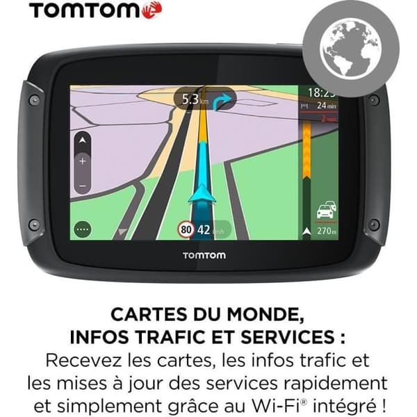 TomTom GPS Moto RIDER 550 - 4,3 tum, Världskarta, TomTom Trafik, Varningsaviseringar för Farozoner, Handsfree-Samtal