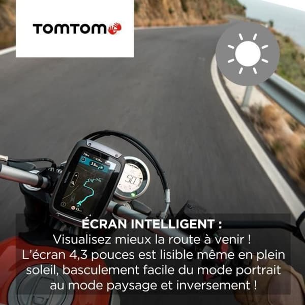 TomTom GPS Moto RIDER 550 - 4,3 tum, Världskarta, TomTom Trafik, Varningsaviseringar för Farozoner, Handsfree-Samtal