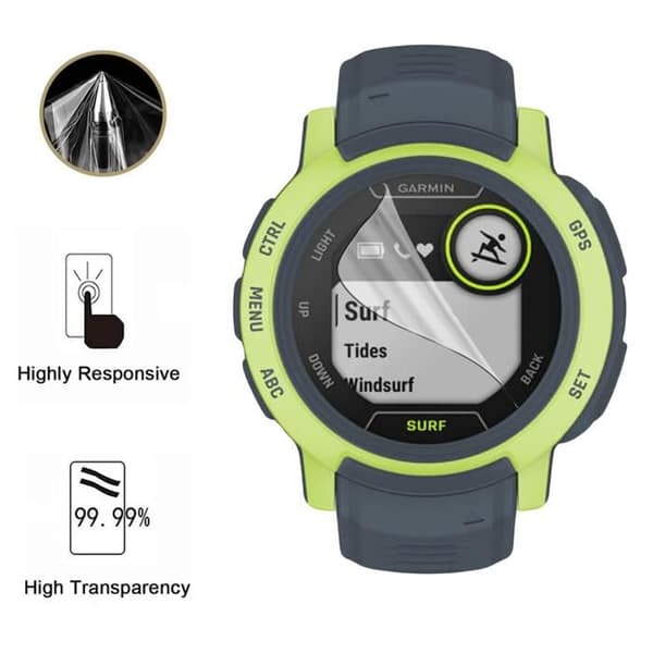Skärmskydd för Garmin Instinct 2 Surf Edition - 45mm [Pack 6] Ultra Tunnt Plastfilms Skydd Phonillico