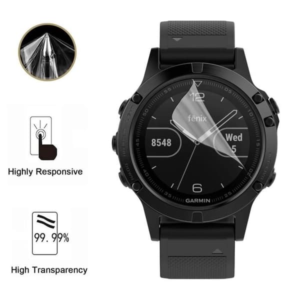 Skyddsglas för Garmin Fenix 5 [Pack 6] Ultra Tunn Hållbar Plastfilm Skyddande Phonillico