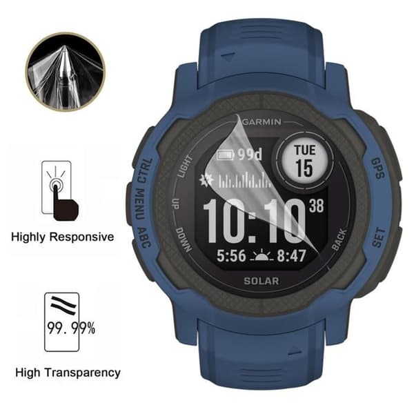 Skärmskydd för Garmin Instinct 2X Solar - 50mm [Pack 6] Ultra Tunn Plastfilm Skyddande Phonillico