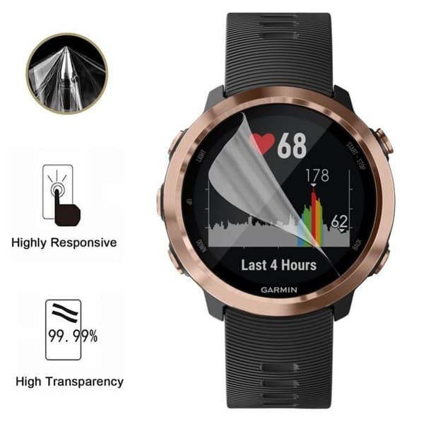 Skyddsskärm för Garmin Forerunner 645 [Pack 6] Hållbart Ultra Tunt Plastiskt Skyddsfördelande Phonillico