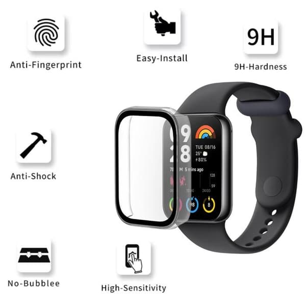 Coque kompatibel för Xiaomi Smart Band 8 Pro - Skyddshårdt transparent fodral med härdat glas Phonillico